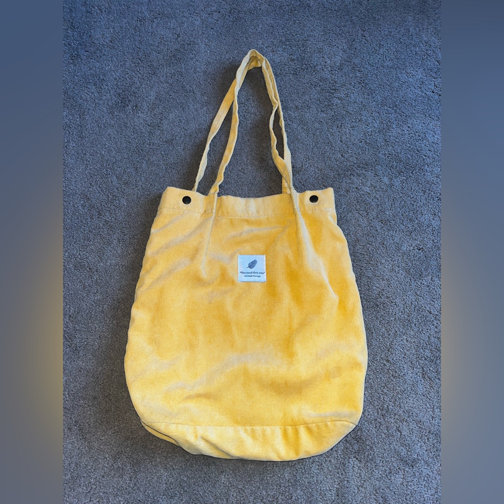 Notebook Therapy Yellow Corduroy Tote Bag